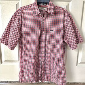Faconnable red check short sleeved button  down shirt
